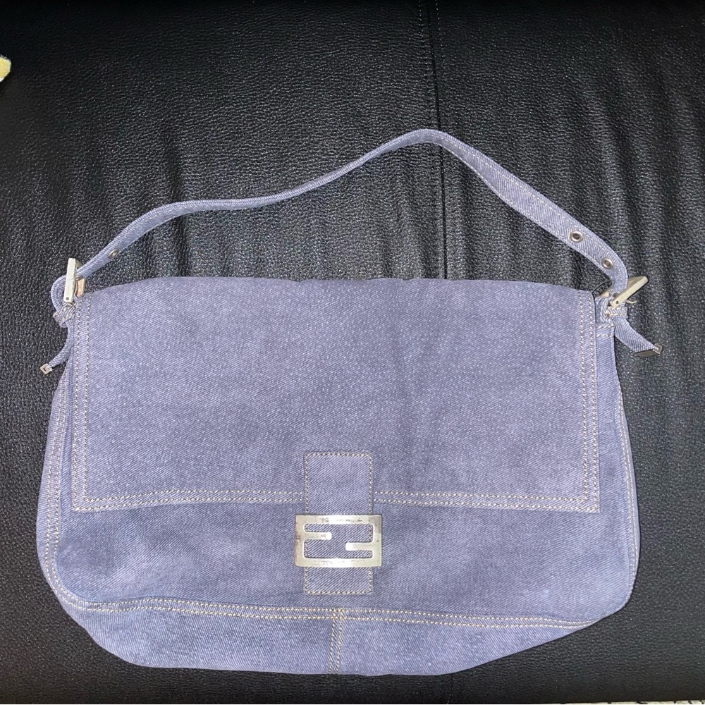 Fendi Mamma Baguette Shoulder Bag in Denim